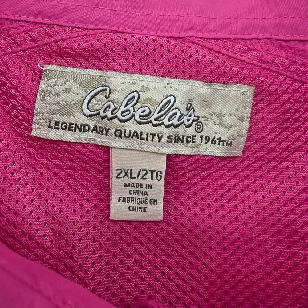 Cabelas Womens 2XL Pink Long Sleeve Fishing Shirt UPF 50 Vented Roll Tab - Picture 4 of 9